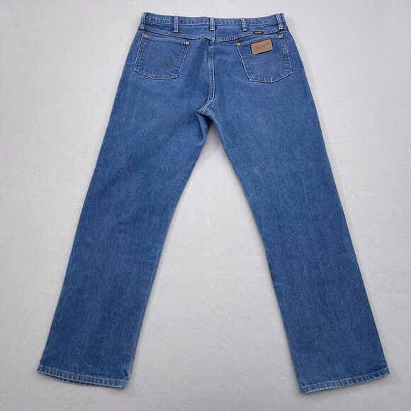 VTG Wrangler Cowboy Jeans 36x32 Mens Blue Denim 13MWZPW Made in‎ USA - Picture 9 of 10